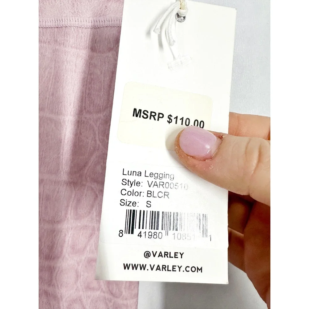 Varley Luna Legging Pink‎ Croc Embossed High Waist 7/8 Yoga Pants Size Small NWT